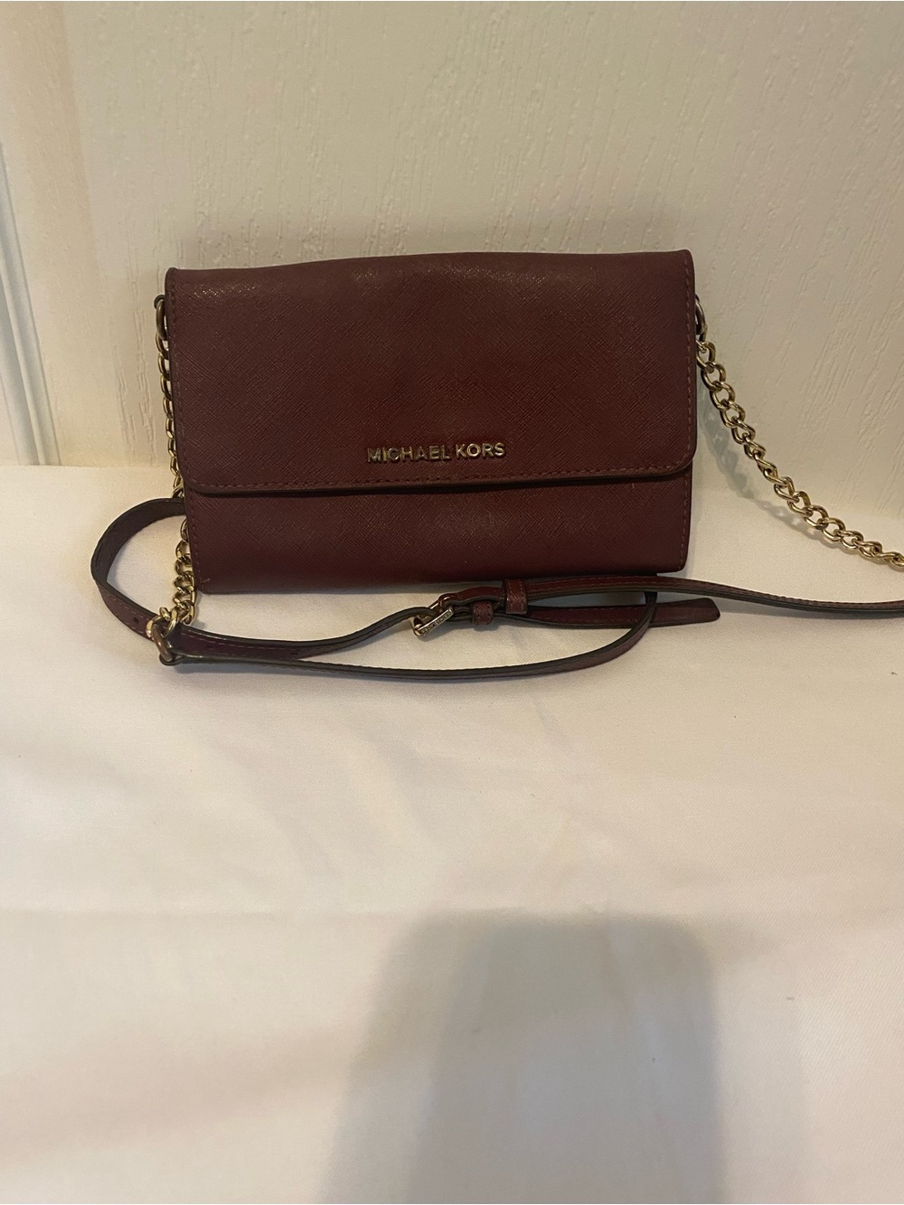 Michael Kors Burgundy Crossbody Chain Wallet